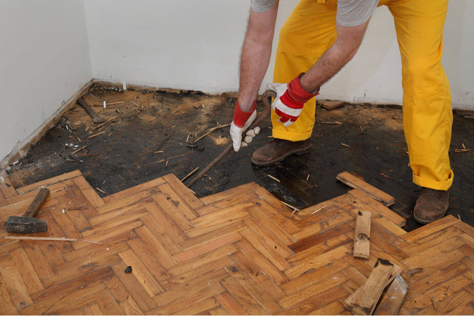 removing glued wood flooring from subfloor