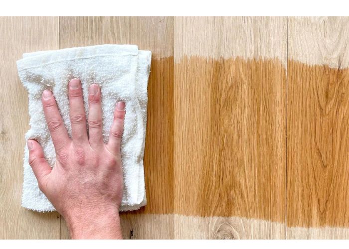 Wipe the sanded wood with a soft, damp sponge