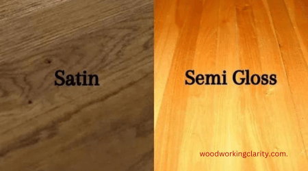 Image comparing Satin or Semi-Gloss Polyurethane for Stairs