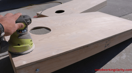 sanding cornhole boards