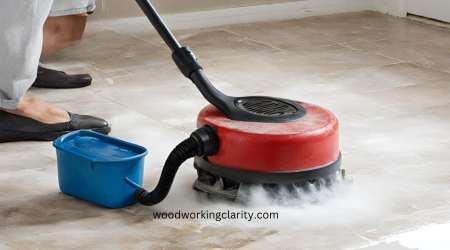 Removing paint off the floor using a steamer 